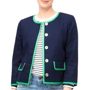 NWT J. Crew Navy Tipped Lady Jacket in Basketweave